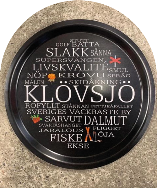 Bricka med motiv "Kl&ouml;vsj&ouml;".